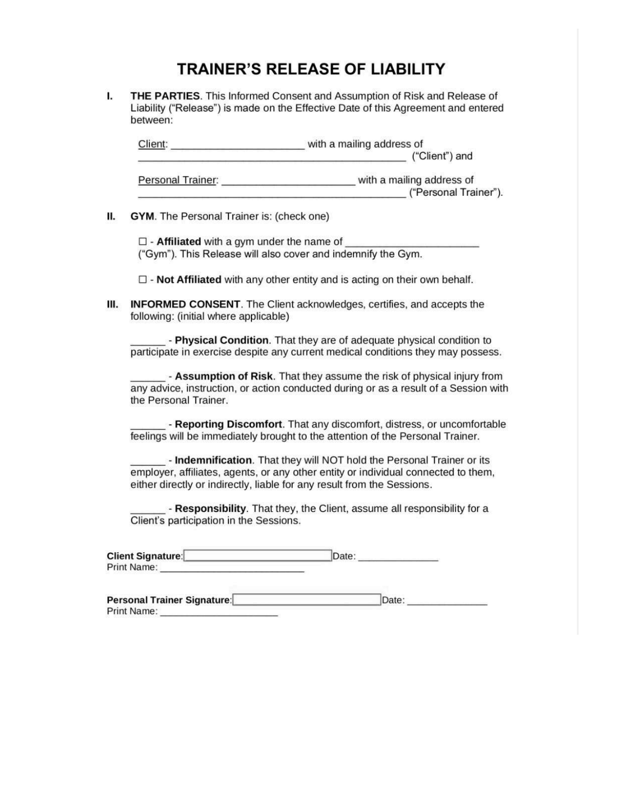 Hope for Fitness form page 4