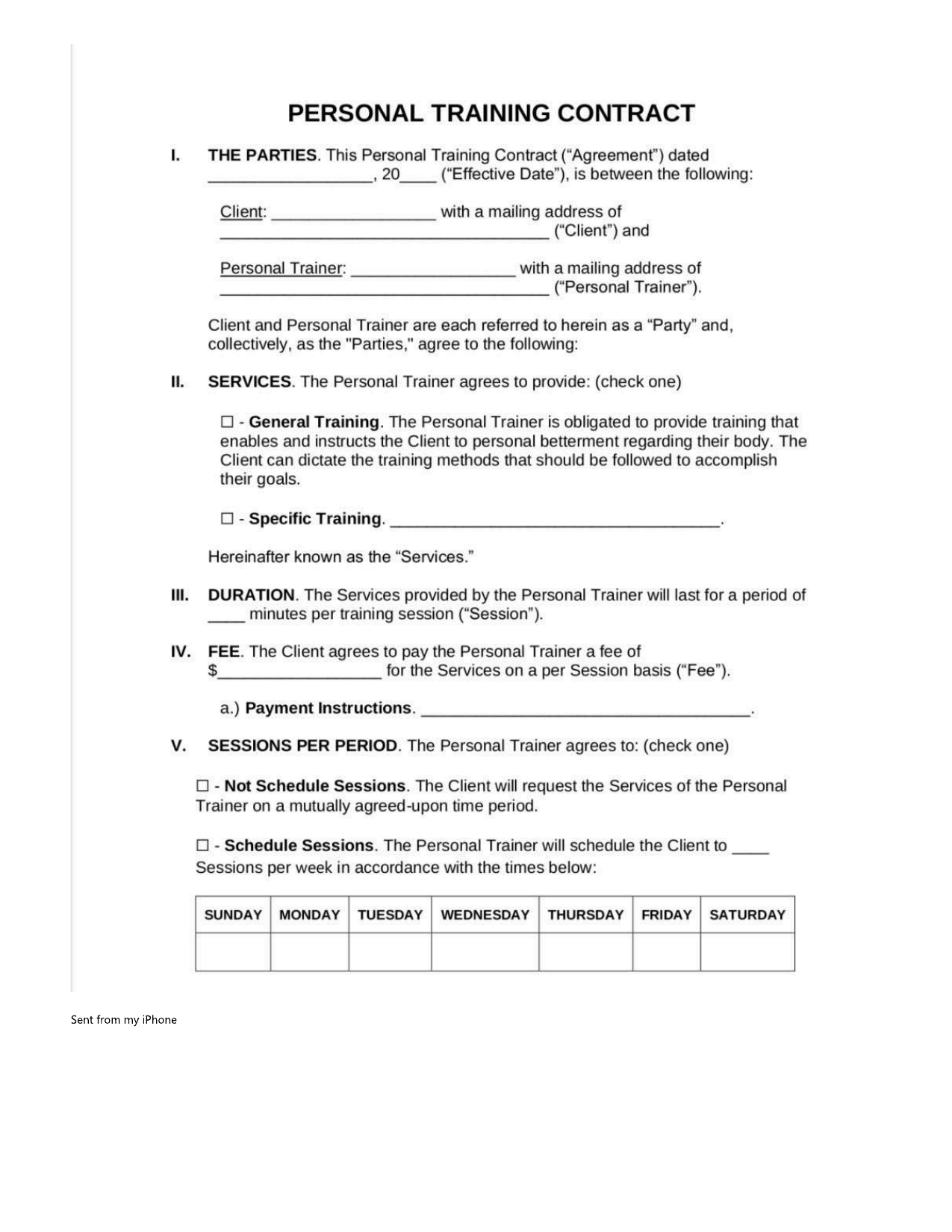 Hope for Fitness form page 1